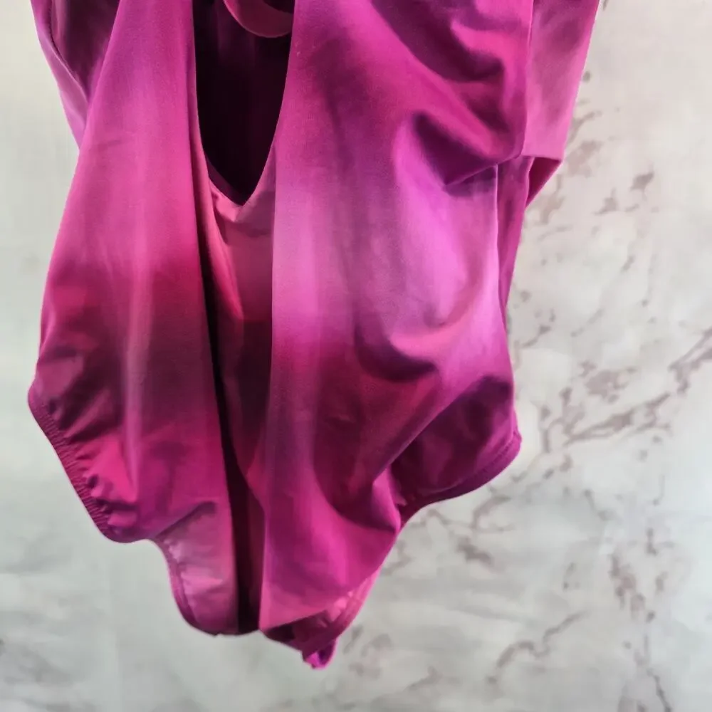 Athleta Swim Suit Womens XXS 2XS Pink Racerback Bathing One Piece Malibu Ombre